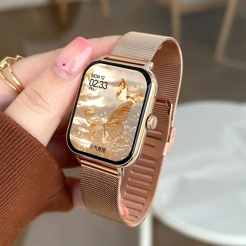 女士蓝牙智能手表2025新精致网钢带蓝牙通话支付运动手环情侣礼物