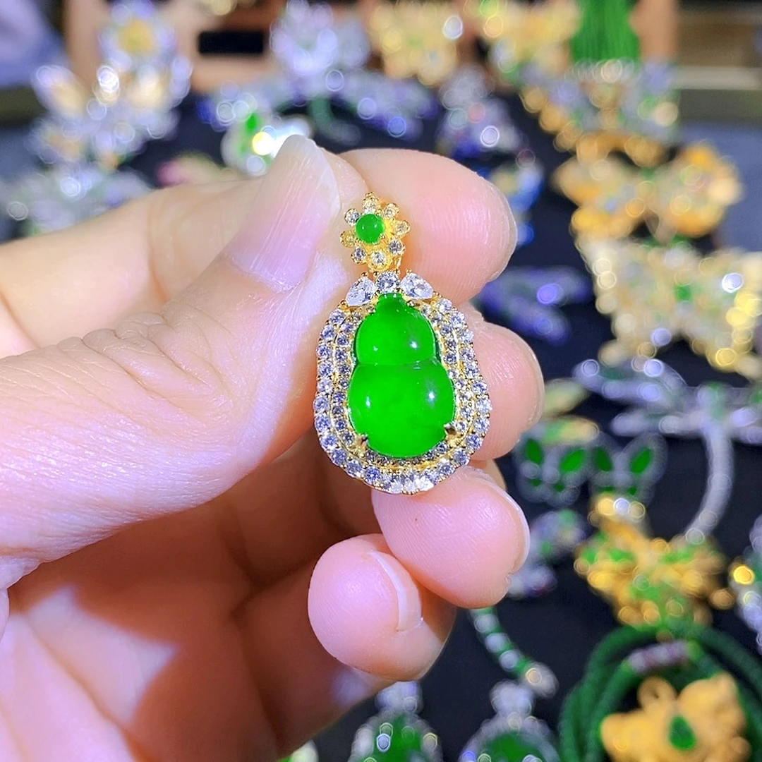 吊坠(不含链)银S925镶嵌翡翠