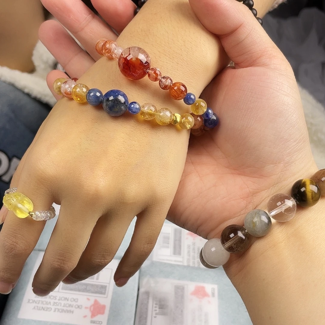 水晶手串银S925镀金镶嵌