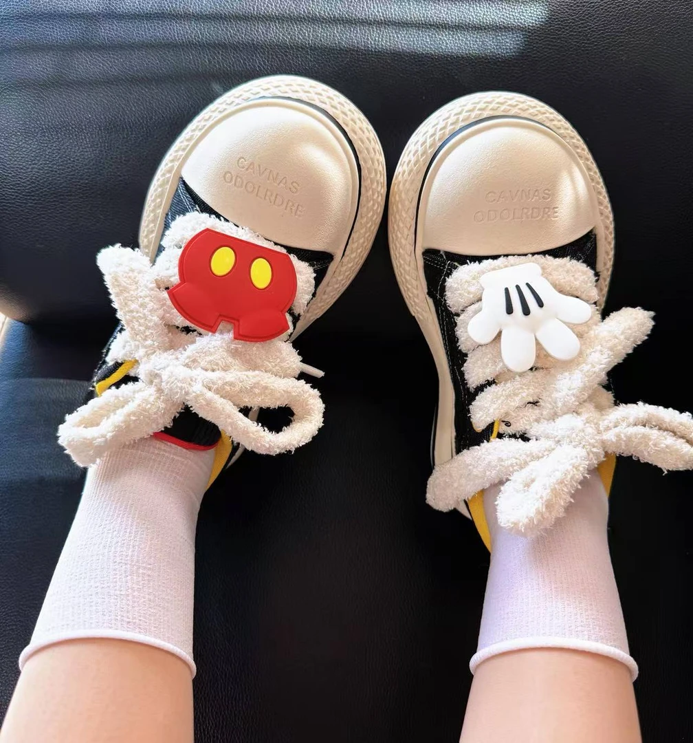 【米奇】迪士尼联名款厚底耐磨厚底防滑增高帆布鞋时尚情侣潮流