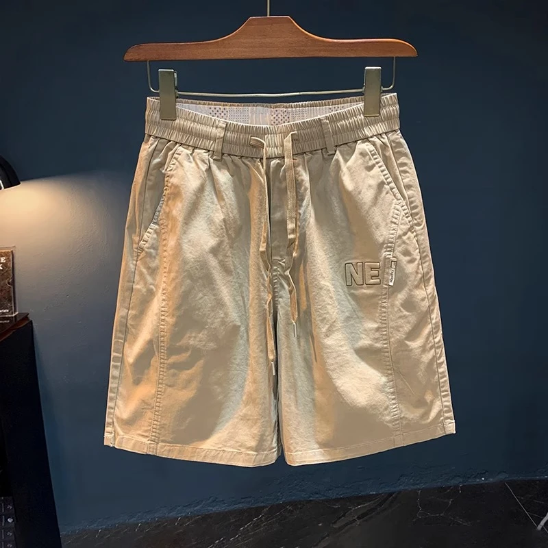 Cebrodz高端男士休闲短裤潮流夏季精梳棉薄款中裤宽松松紧腰系带