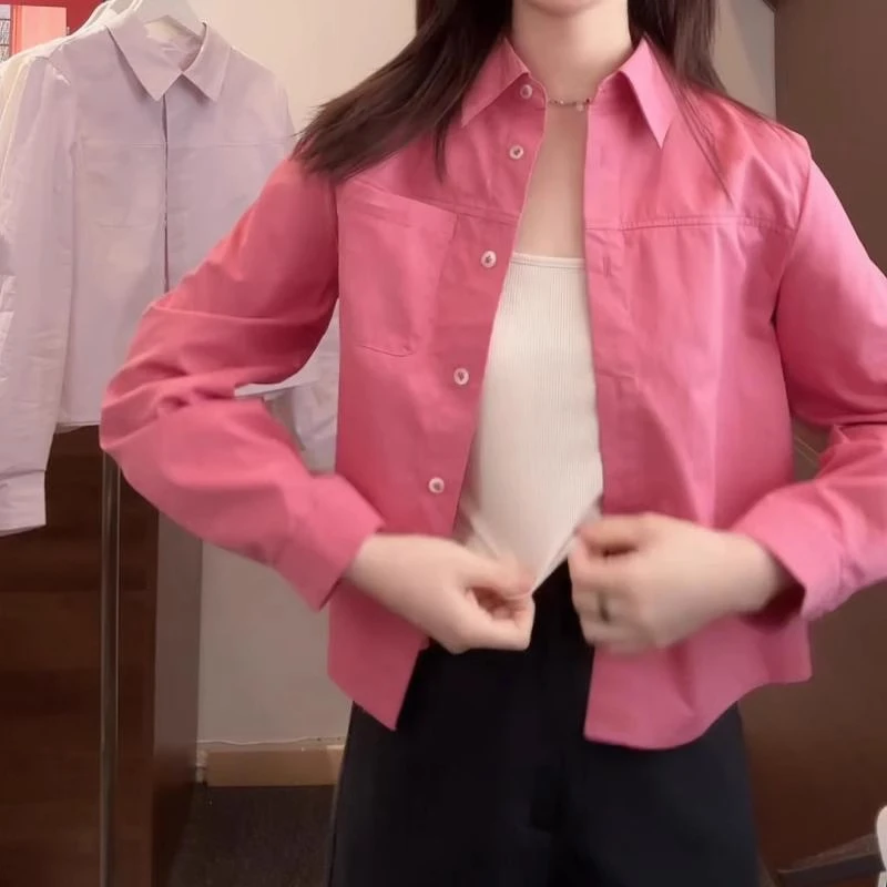 时尚休闲百搭翻领纯色小众衬衫QD10832