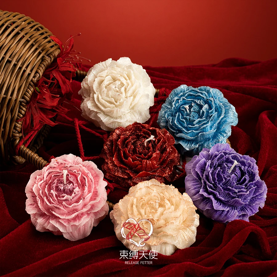 【焚花】42°C低温蜡烛鎏金珠光香薰蜡烛可撕拉手工牡丹免烫