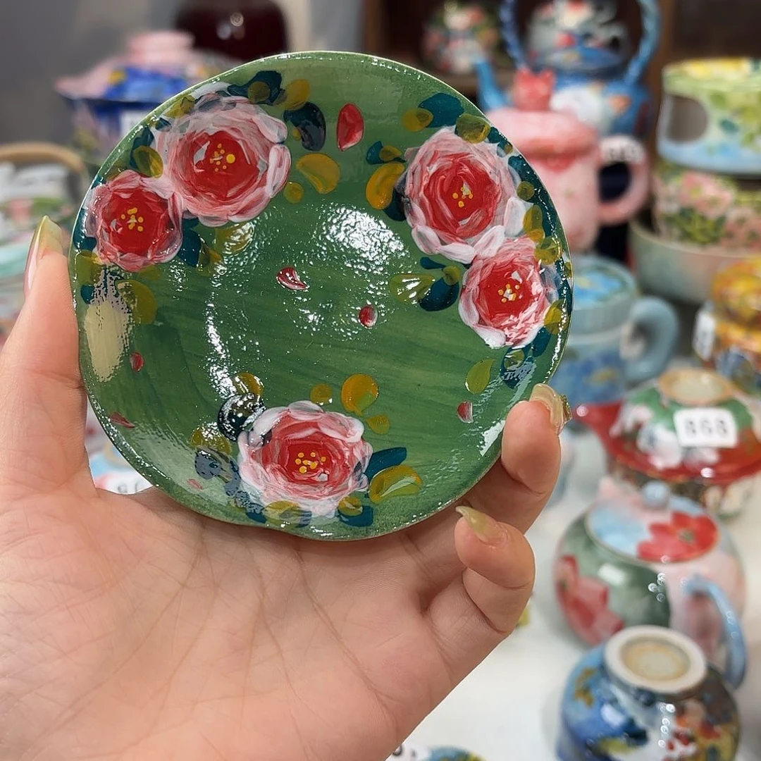 瓷片P****D景德镇手绘高温釉下彩陶瓷茶具