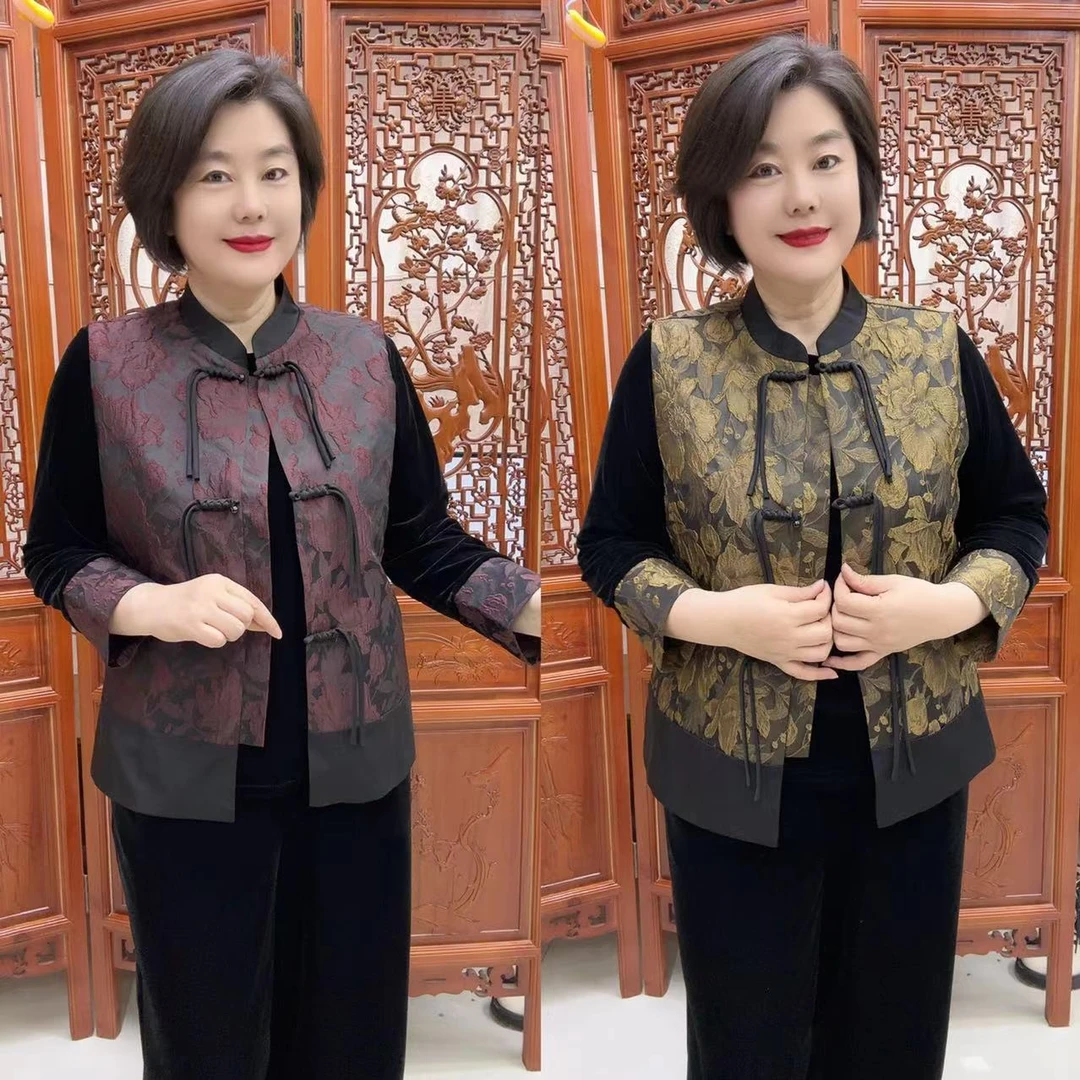 两件套春款妈妈装（小衫加马甲）