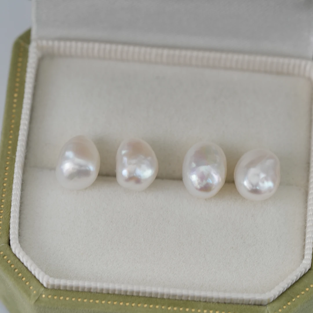 【年货节专属】稀缺大石头无核keshi淡水珍珠耳钉7-10mm-多样性发一