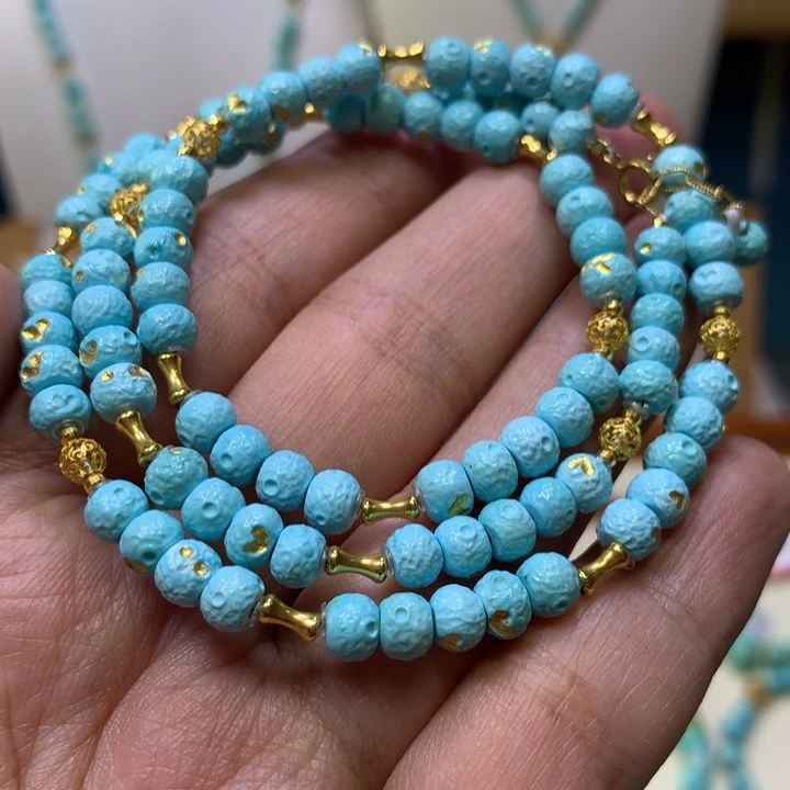 绿松石18K金镶嵌锁骨链