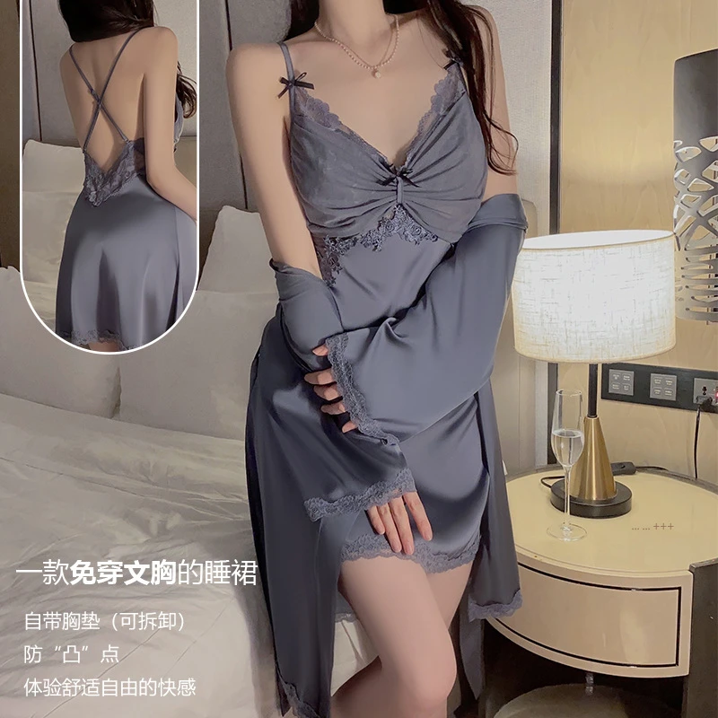 性感大蝴蝶轻奢刺绣蕾丝连体睡衣套装纯欲浪漫唯美轻奢家居服丝袜