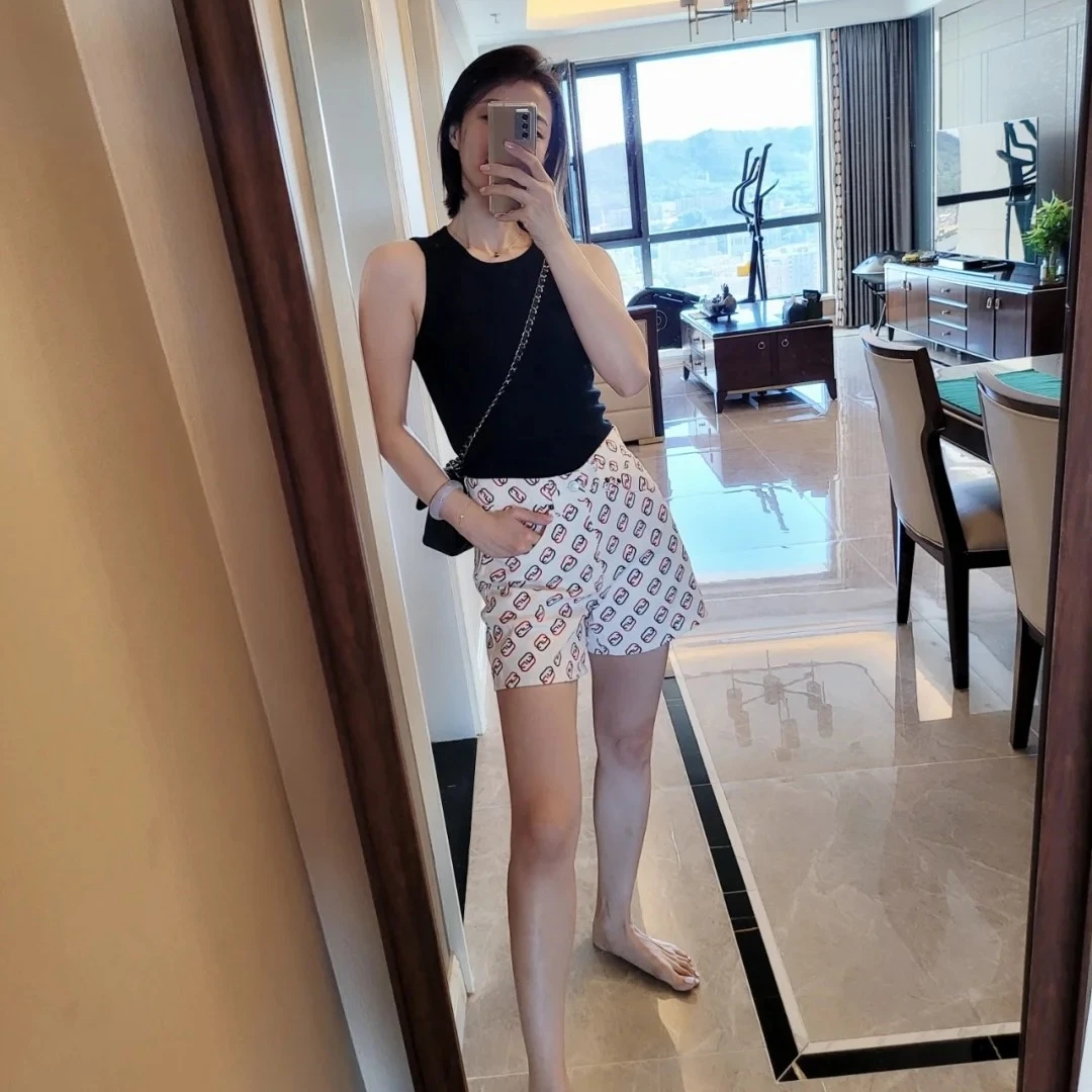 99新 GUCCI/古驰 yy 别针短裤 36码 501407时尚满印