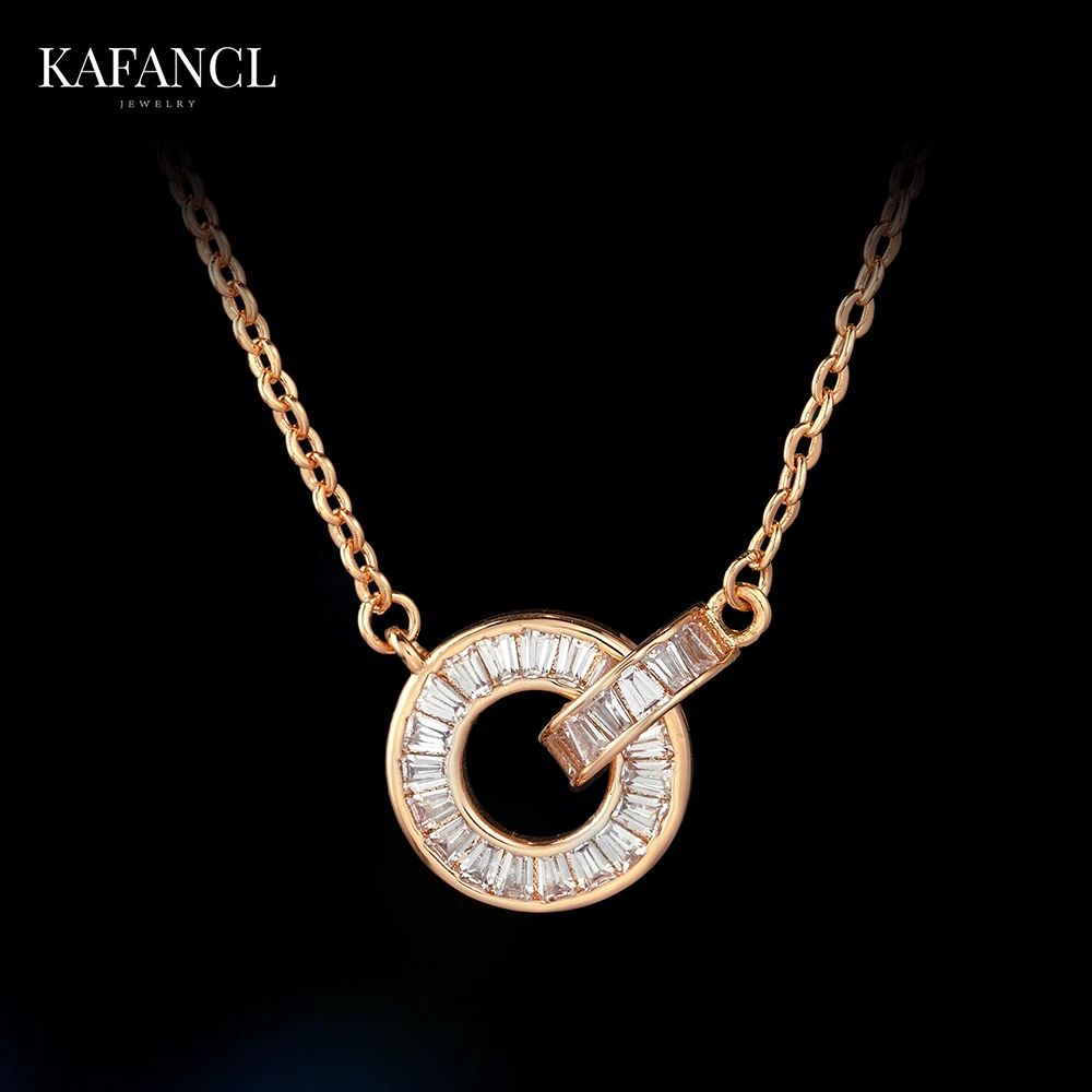 链子925银合成锆石 925银 镀K金 罗马圆环镶嵌项链 ZF-B534