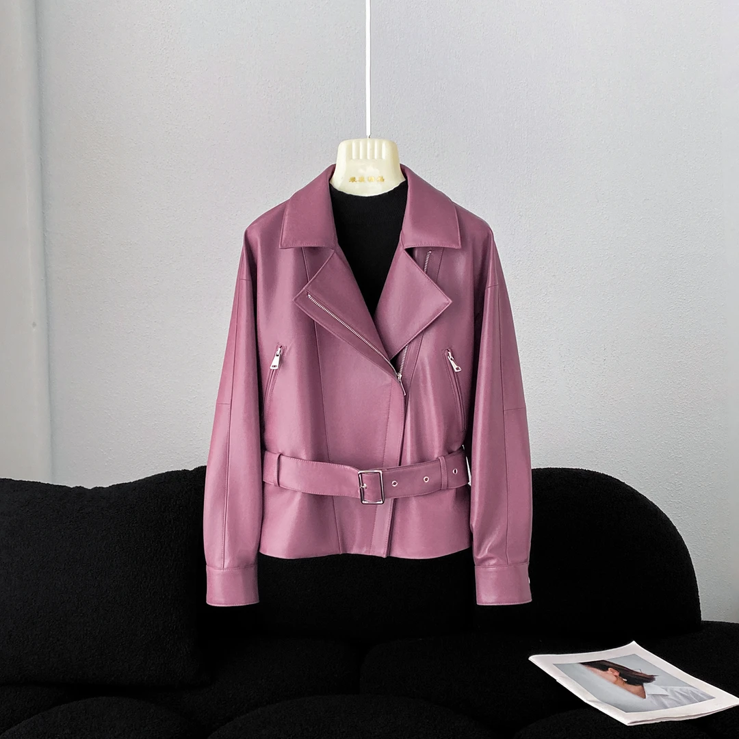 KAISER/凯撒5P2009-1双层领皮夹克翻领皮衣修身欧美风真皮外套