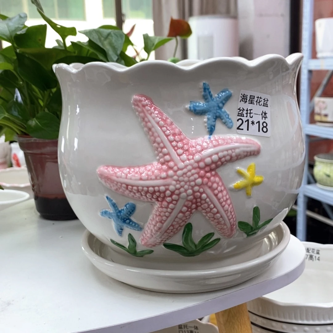 陶瓷@陶瓷花盆@@特大海星