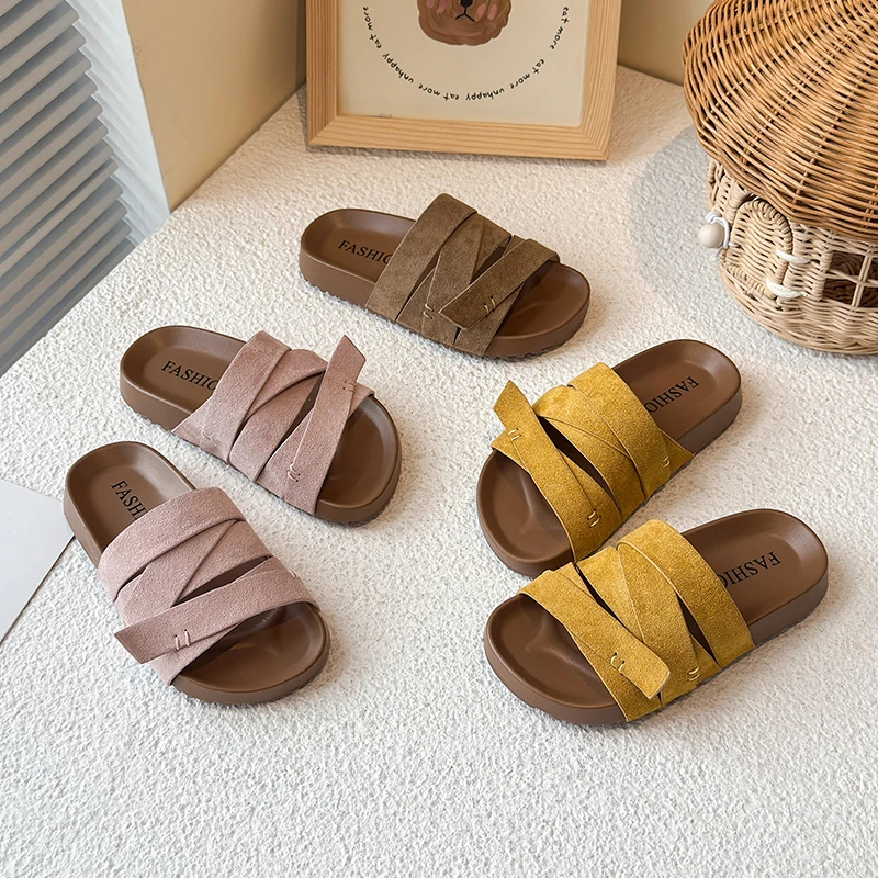 女童拖鞋外穿2025夏季新款韩版露趾休闲厚底一字拖儿童勃肯凉拖鞋