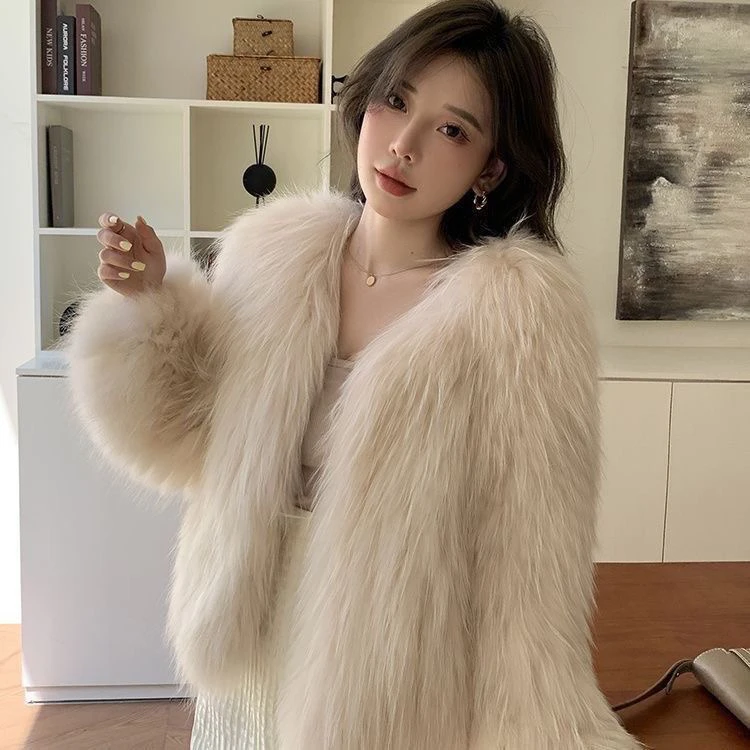 人造皮草 （盲盒）随机发真毛毛貉子皮草一件（可许愿颜色尺码）