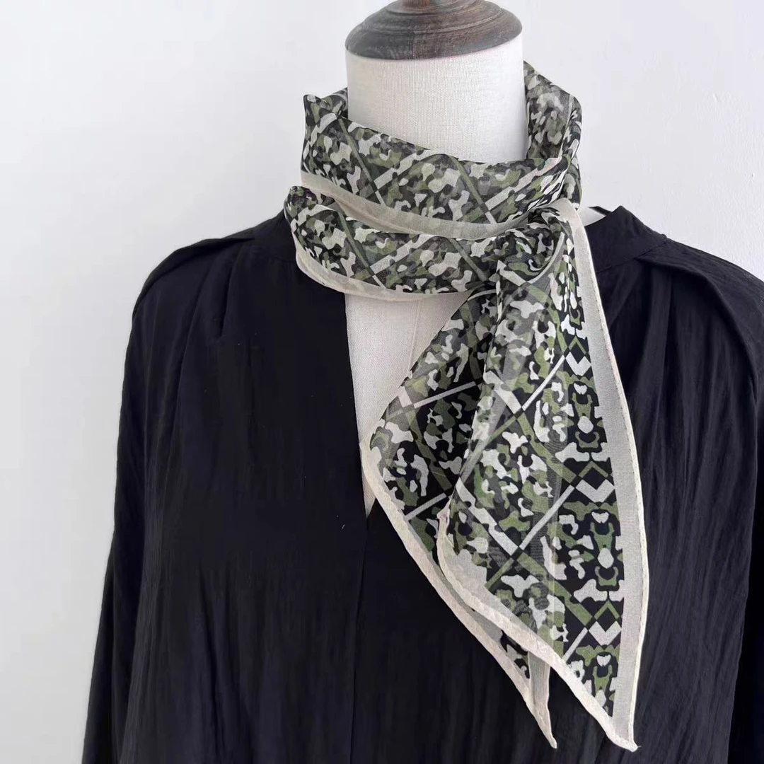 【ZPD-51】宫丽11x135cm纯100桑蚕丝乔琪斜角纱巾飘带春夏薄款