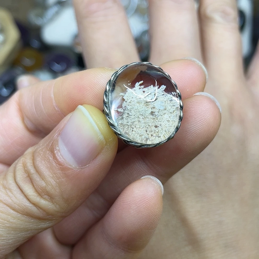 【闪购商品】银S925镶嵌珠宝半成品水晶戒指