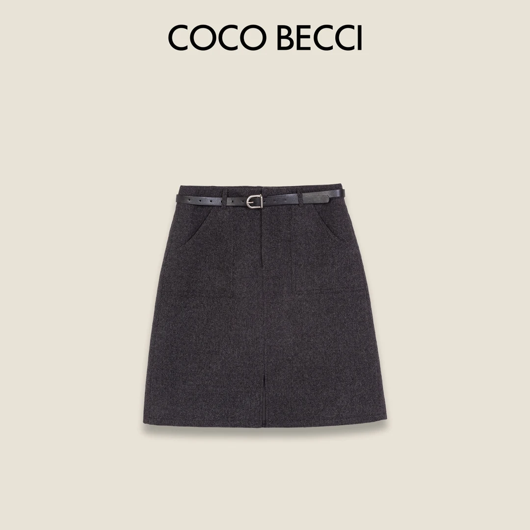 COCO BECCI【韩系毛呢半裙】绵羊毛轻奢显瘦呢子半裙CFLJD371108