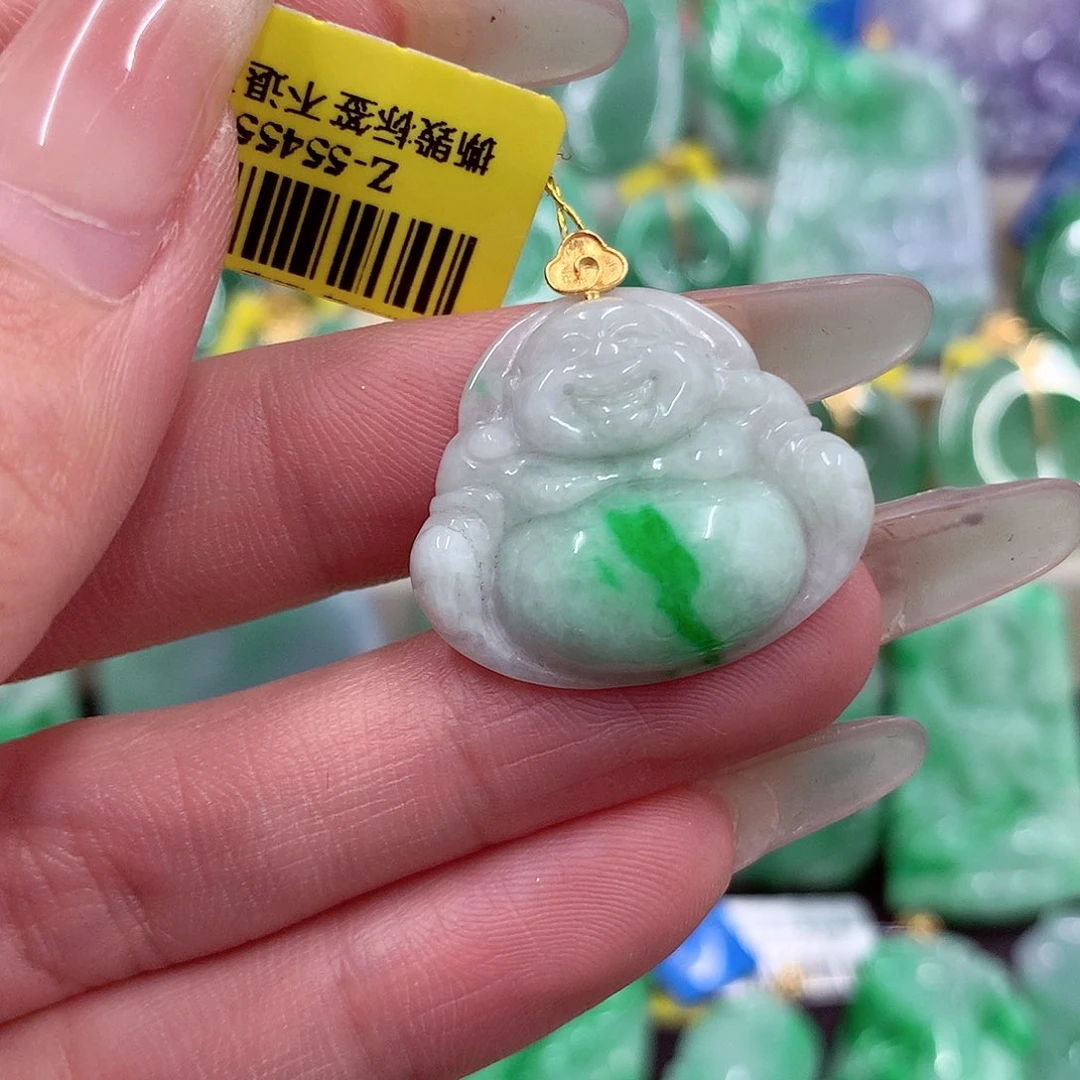 翡翠18K金镶嵌吊坠(赠链)