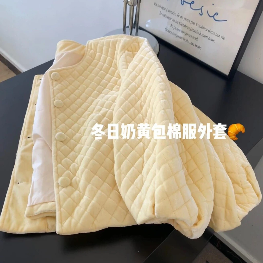 韩系奶呼呼温柔菱格外套女冬季2025新款高级感独特减龄漂亮棉服