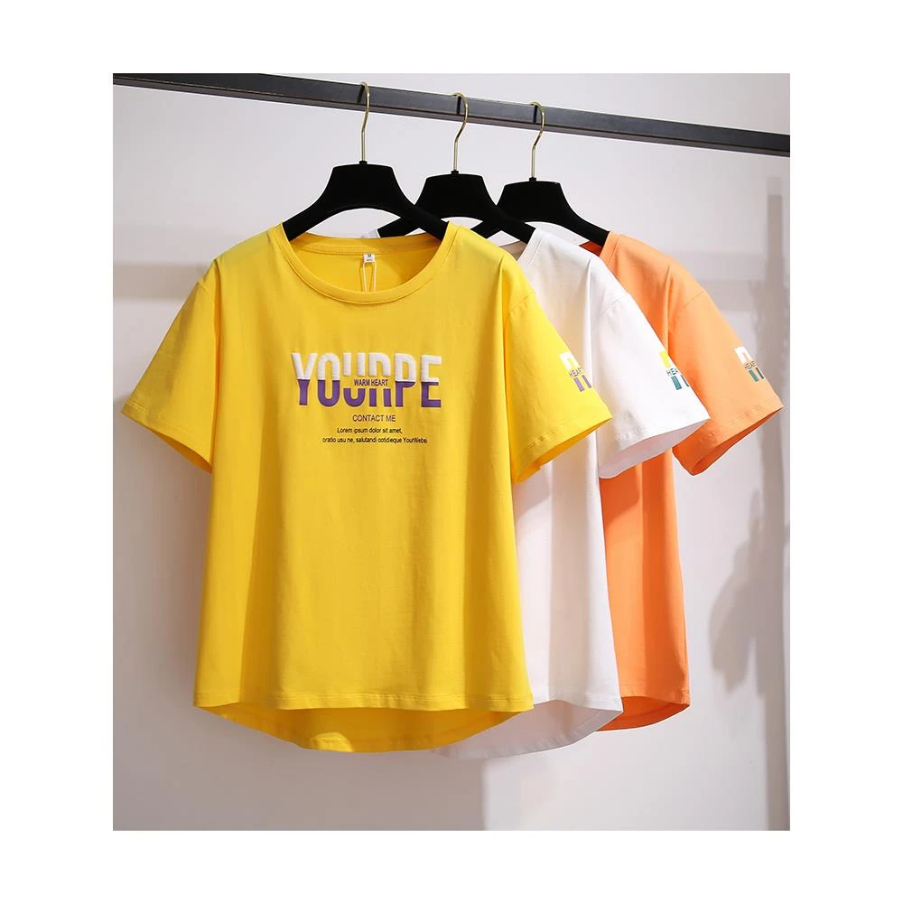 糖果色T恤女短袖2025年夏季新款薄款宽松纯棉上衣前短后长打底衫