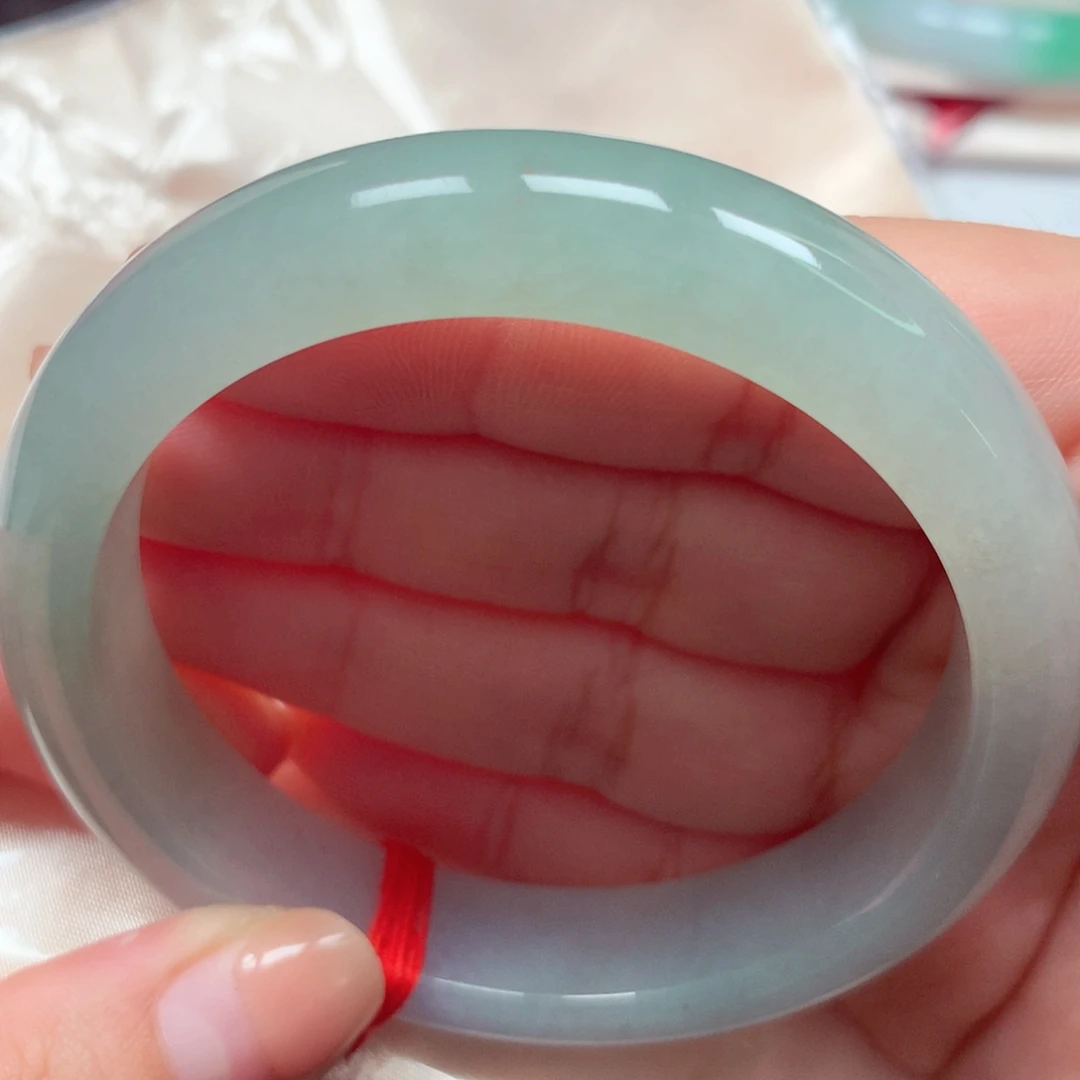 翡翠未镶嵌手镯22冰晴绿 冰透完美