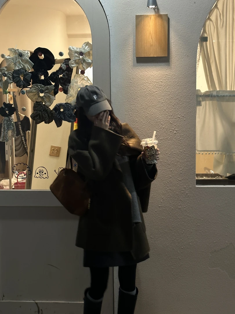 韩货-【小富婆】‘复古慵懒高级感双面毛呢外套&毛呢围巾/9223