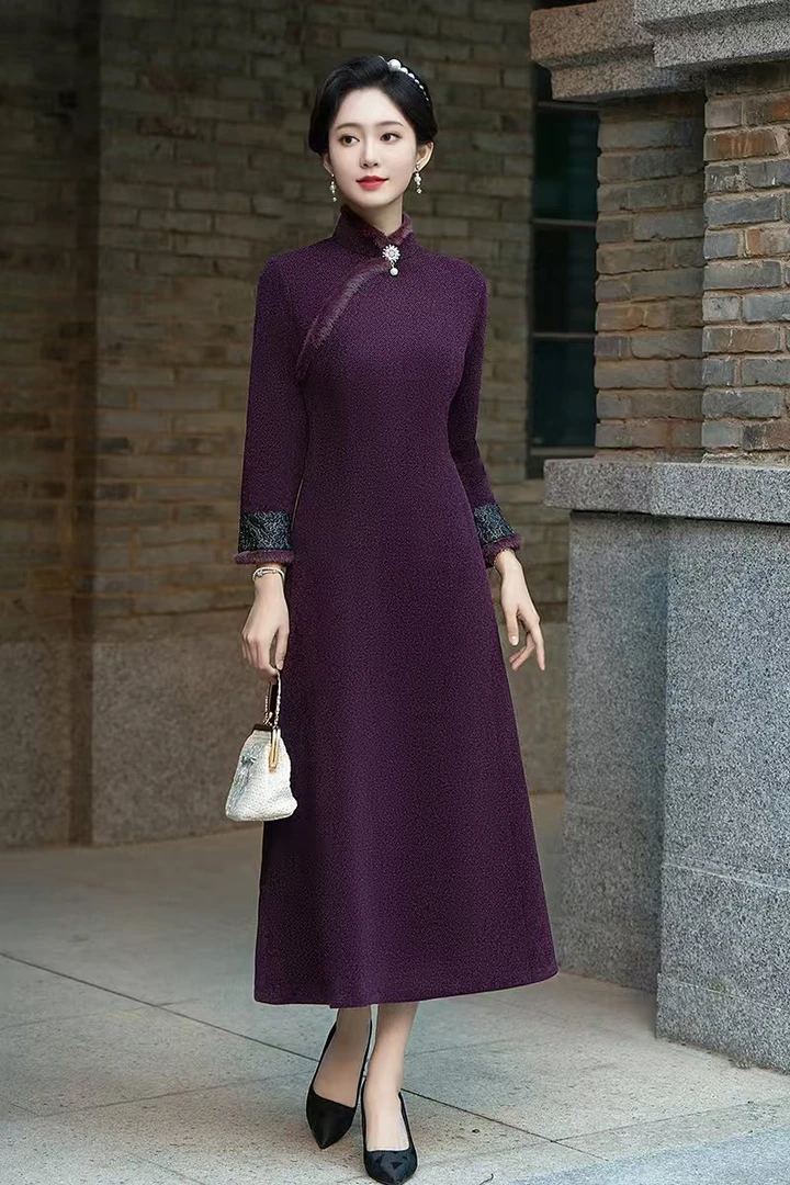 书含 日常秋冬气质优雅保暖国风复古改良旗袍