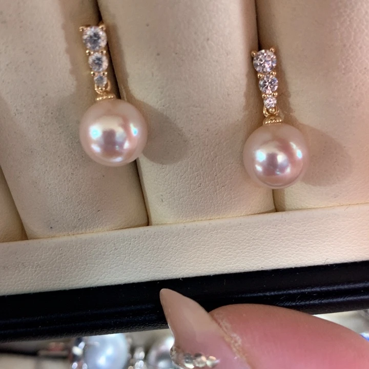 银S925镶嵌耳饰海水珍珠