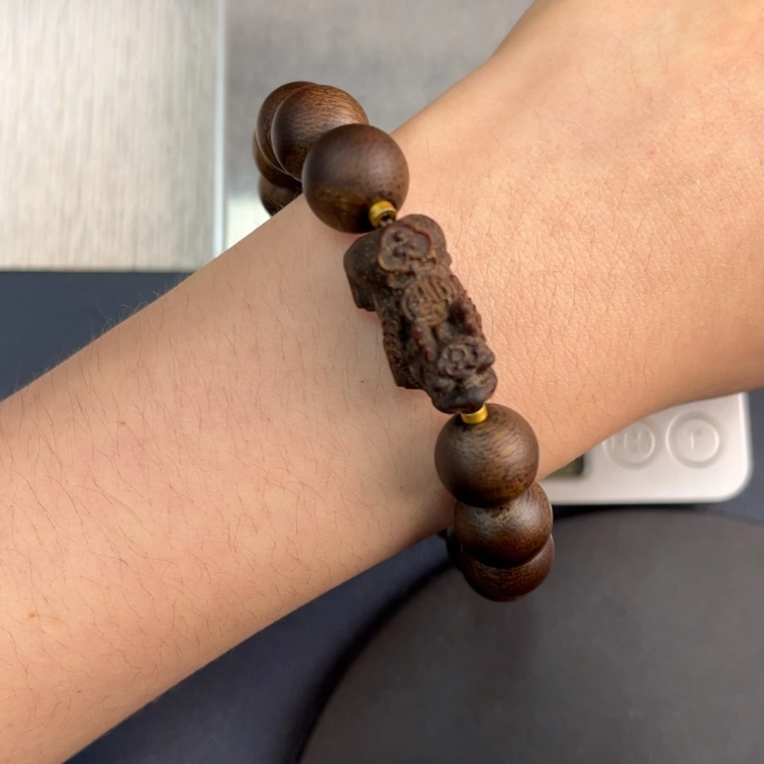 手串沉香安*佑越南芽庄白奇楠玉化沉水10mm貔貅