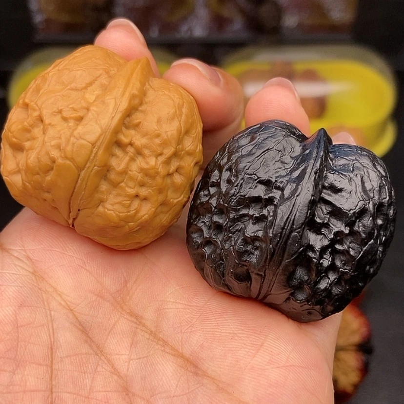 【闪购商品】文玩核桃把件38尺阴阳对帝王筋元宝