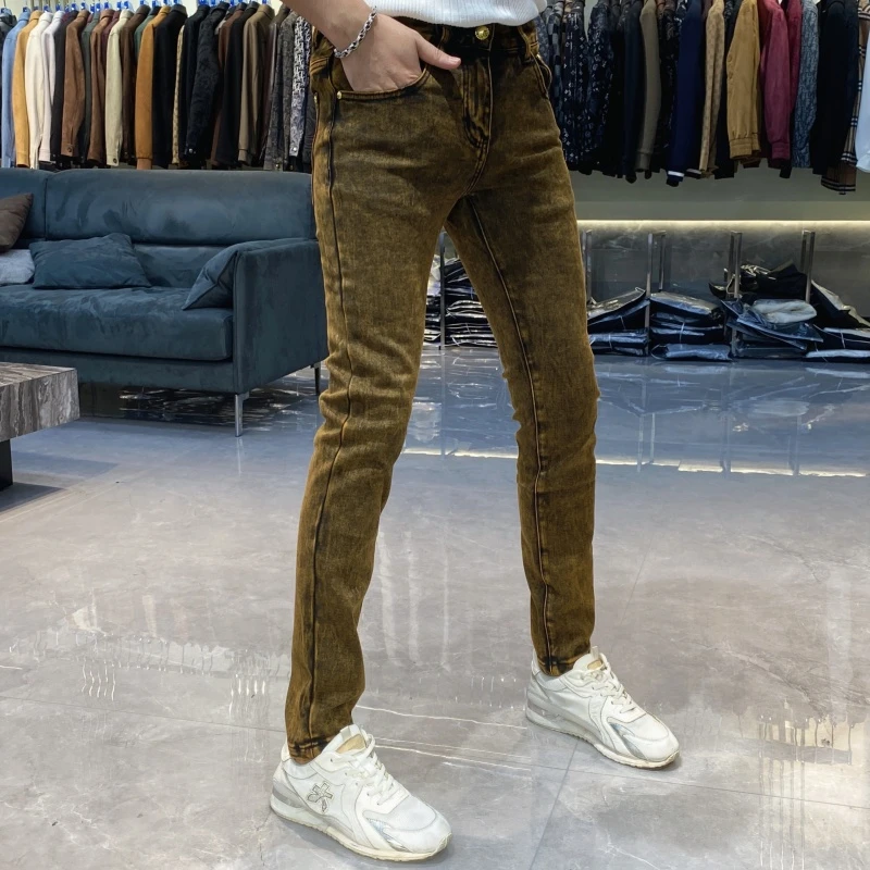 【也许家】新品冬季复古加绒简约百搭长裤高端修身显瘦牛仔裤TH2528