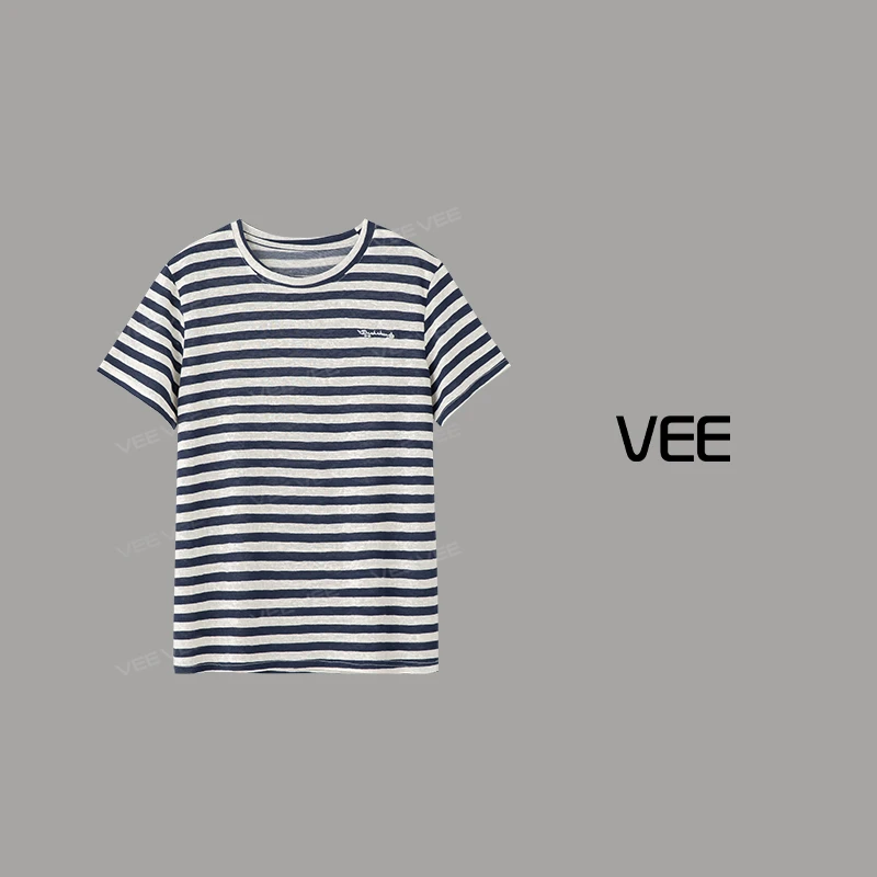 【ruby妈妈专属】VEE【条纹计划】老钱减龄撞色休闲百搭条纹短袖T恤