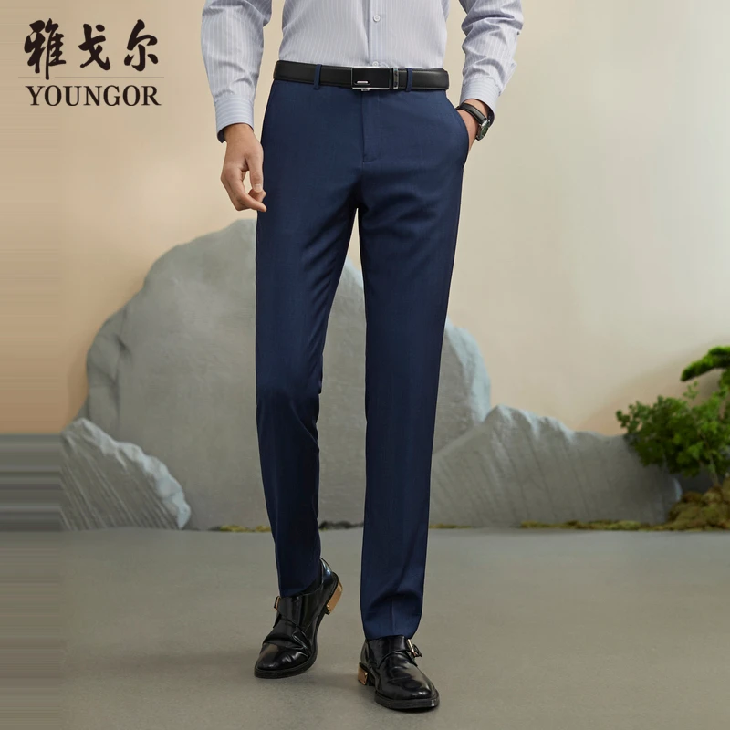 【90绵羊毛+10桑蚕丝套西】雅戈尔西服休闲青年男西服裤子220221