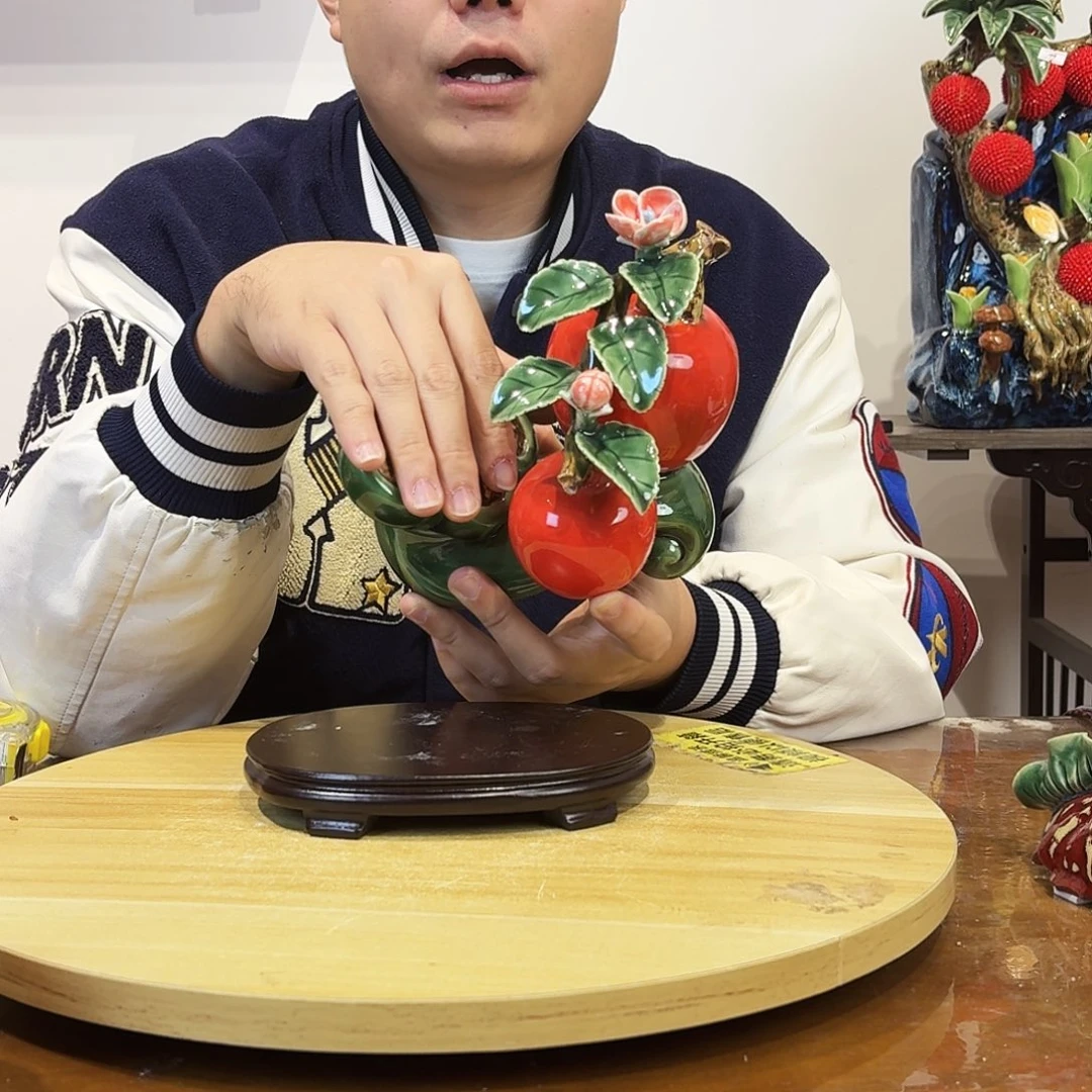 陶瓷如意苹果摆件