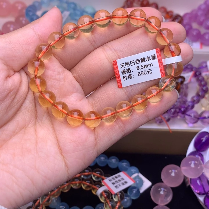 水晶未镶嵌手链巴西黄水晶8.5