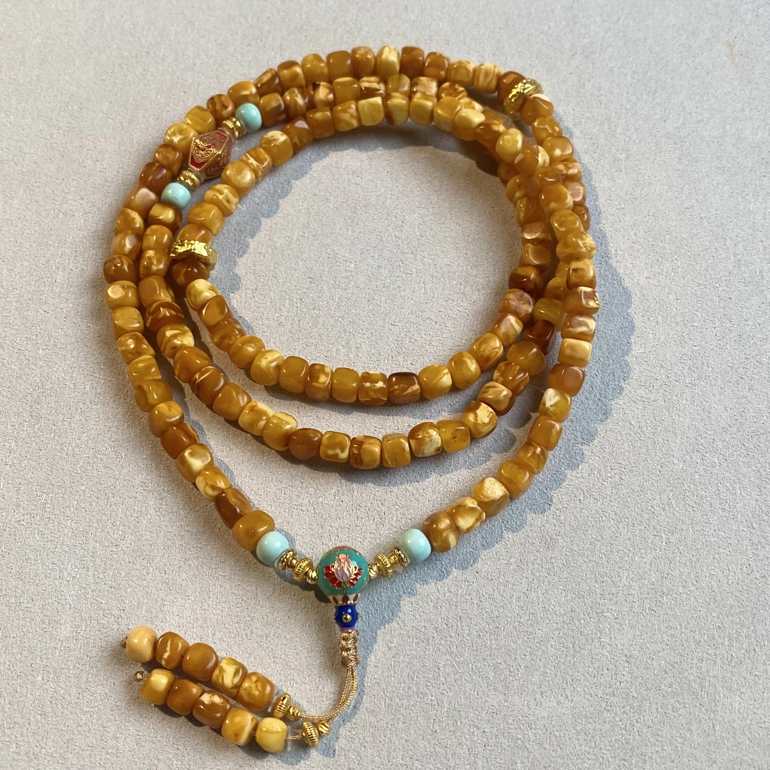 【亿轩珠宝】ZX109912花蜡方糖108毛衣链diy绿松5mm+