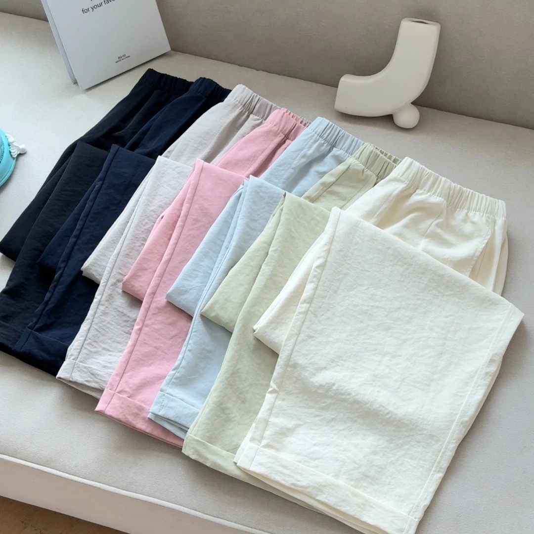 冰丝裤2025夏季新款轻薄透气显瘦速干不易皱九分直筒裤阔腿裤