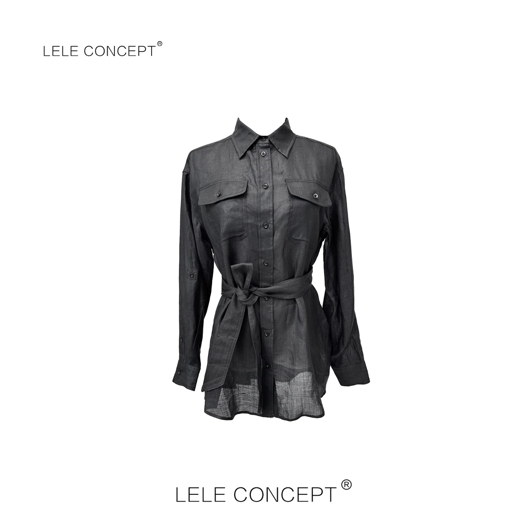 LELE CONCEPT丨【如一】时尚轻奢百搭款腰带款麻衬衫S0869