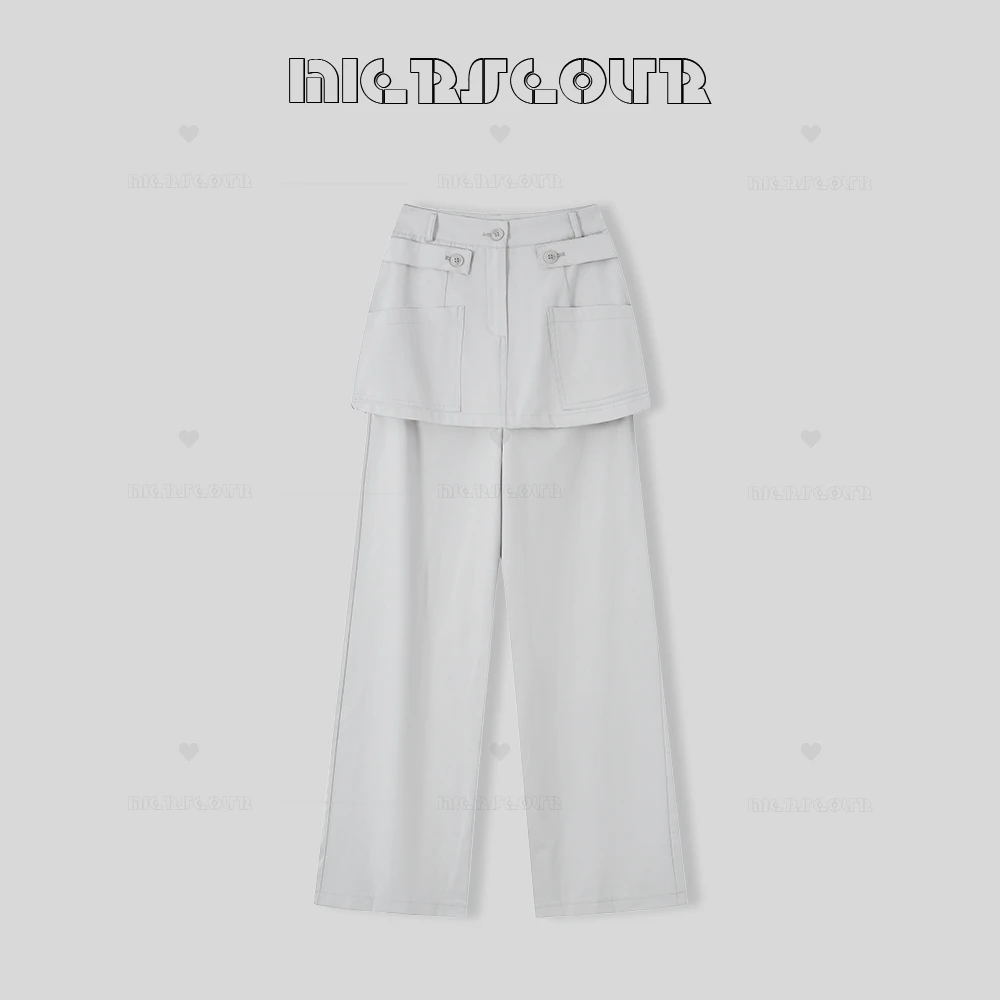 【美式冰咖】休闲口袋设计叠穿直筒休闲裤502978