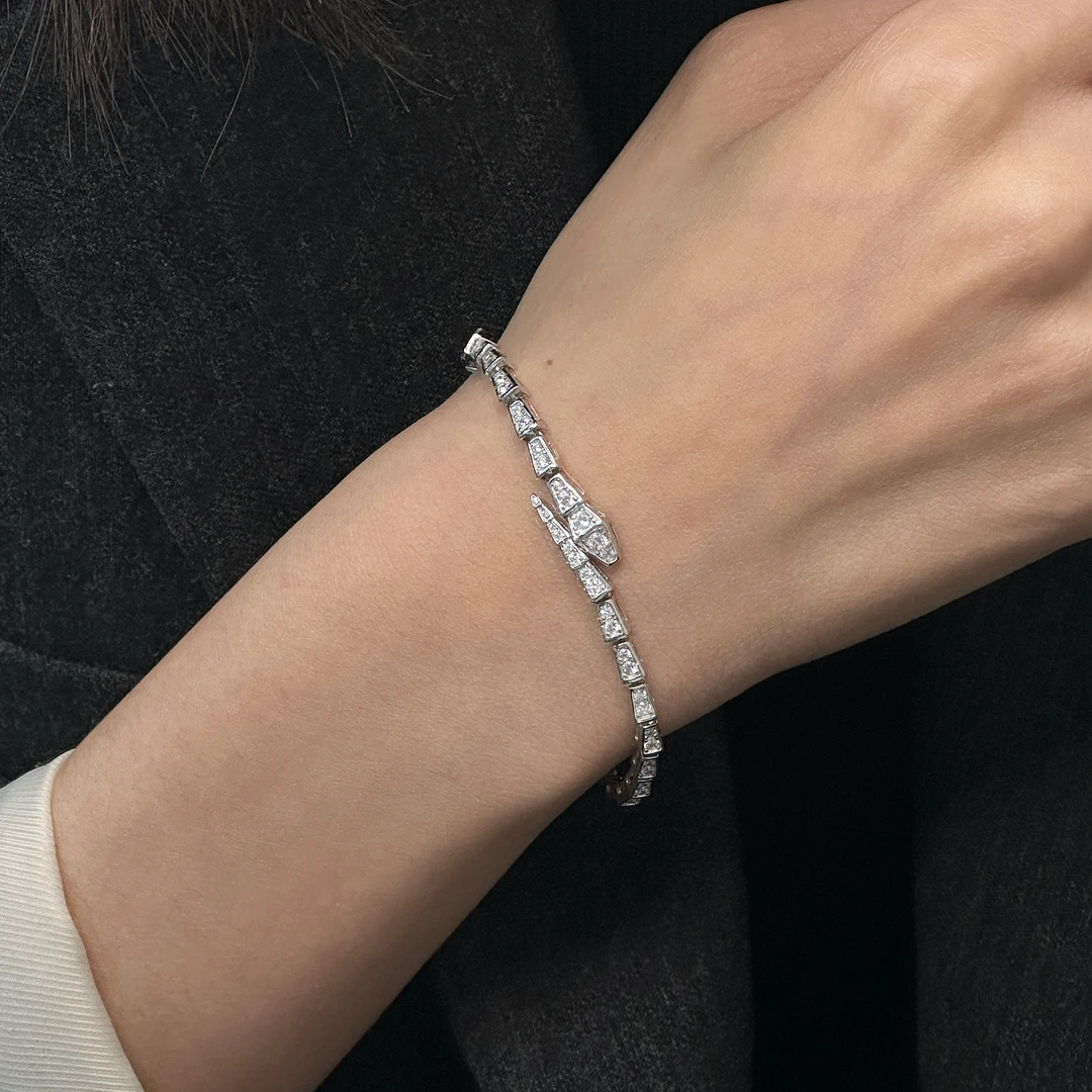 925银手链 《蛇影》小众设计师款轻奢风蛇形锆锆手链