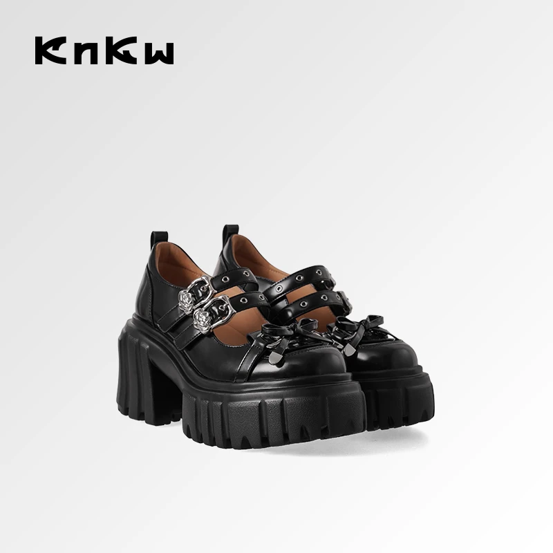 KNKW小众休闲时尚玛丽珍鞋2025春夏季高跟百搭女鞋W4108E107