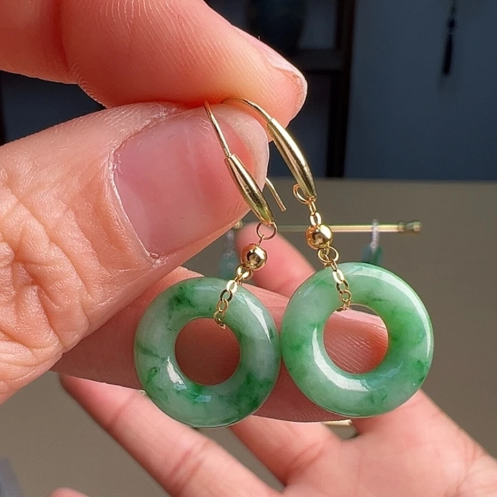 翡翠耳饰18K金镶嵌耳饰