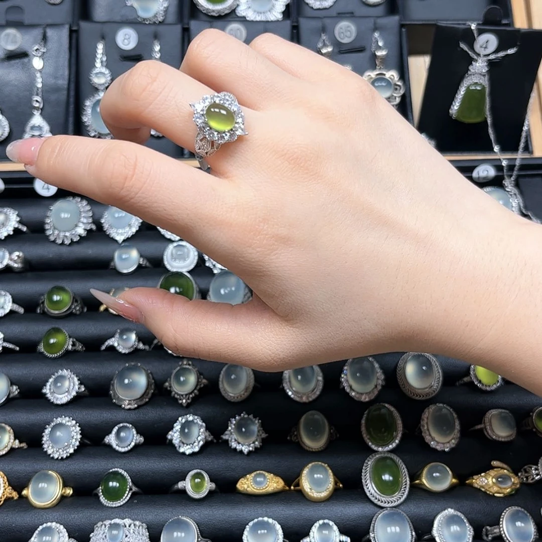 【闪购商品】岫玉戒指银S925镶嵌马*