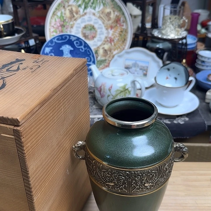 瓷片铜花器带款啊啊啊啊啊啊啊