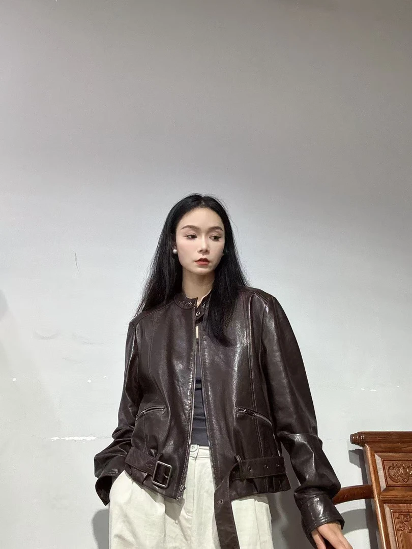 ZIKUO/紫阔2025新款休闲百搭立领真皮绵羊皮皮衣857