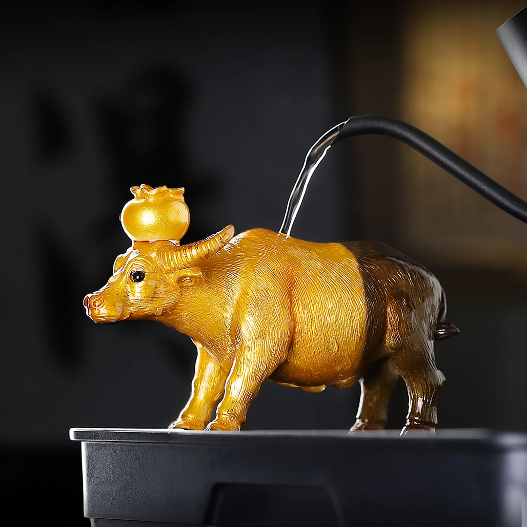 变色茶宠磁吸牛柿茶宠摆件客厅桌面茶道功夫茶具配件办公室装饰品