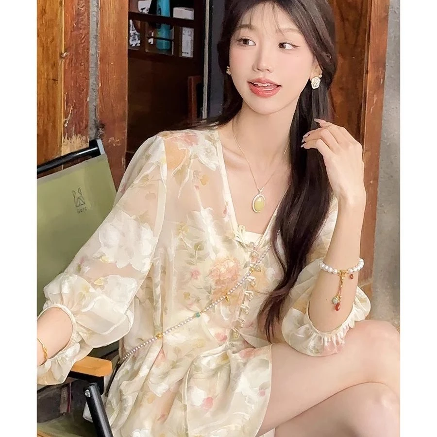 爱依服慵懒风老钱风松弛感新款时尚夏季国风高级感外套长袖衬衫搭