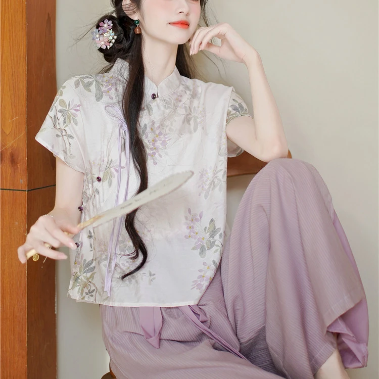 新中式汉元素日常通勤上班可以穿着的汉服套装洋气时尚年轻两件套