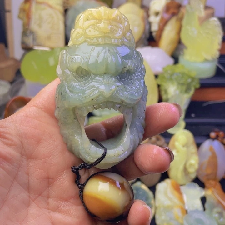 未镶嵌蛇纹石玉手把件