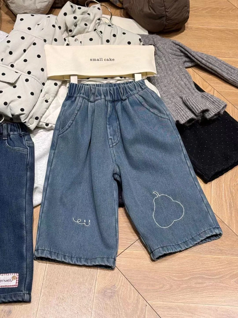 【现货】女童蓝色一体绒牛仔裤（XDG-25D79-冬A）汉服